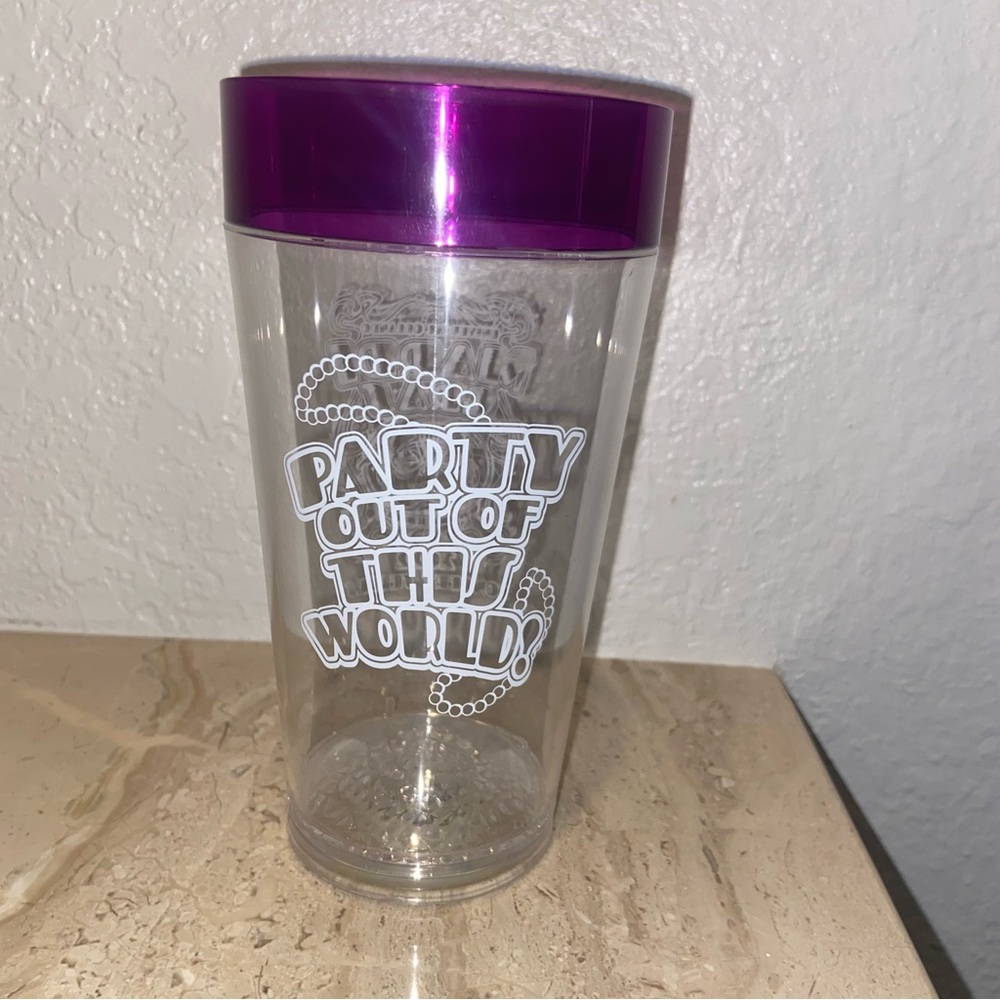 Universal Studios 2023 Mardi Gras Light Up Cup Purple Souvenir Plastic
